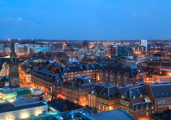 Leeds city centre skyline at night